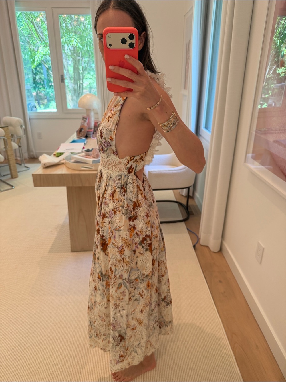 Zimmermann Cream Floral Halter Midi Dress - Picture 2 of 3